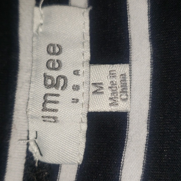 Umgee Black White Stripes Floral Lace Trim Scoopneck Pockets Mini Shift Dress M - Picture 15 of 16